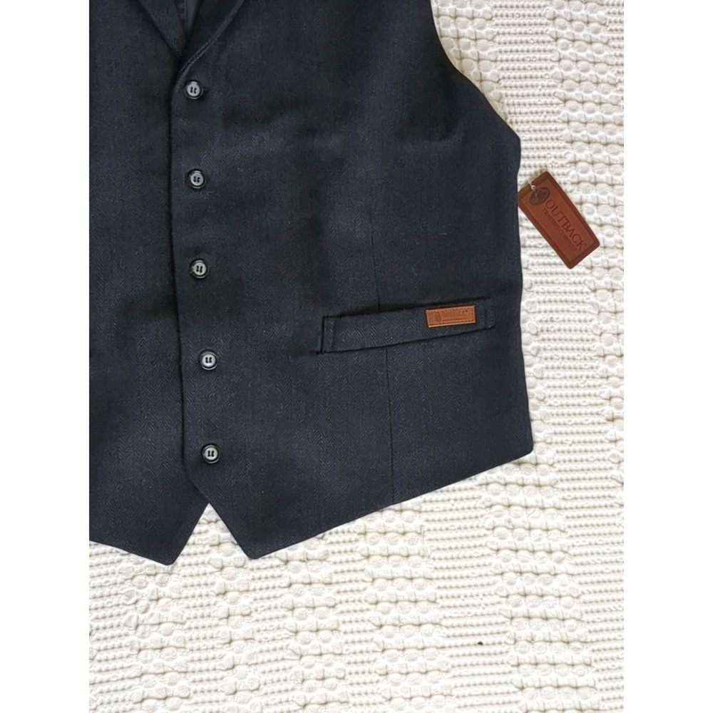 NWT Outback Trading Company Jesse Herringbone Wool Blend Vest Size XL Blue - Picture 3 of 9